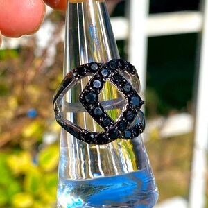 925 Sterling Silver Black Onyx Ring Size 8 by Designer BBJ